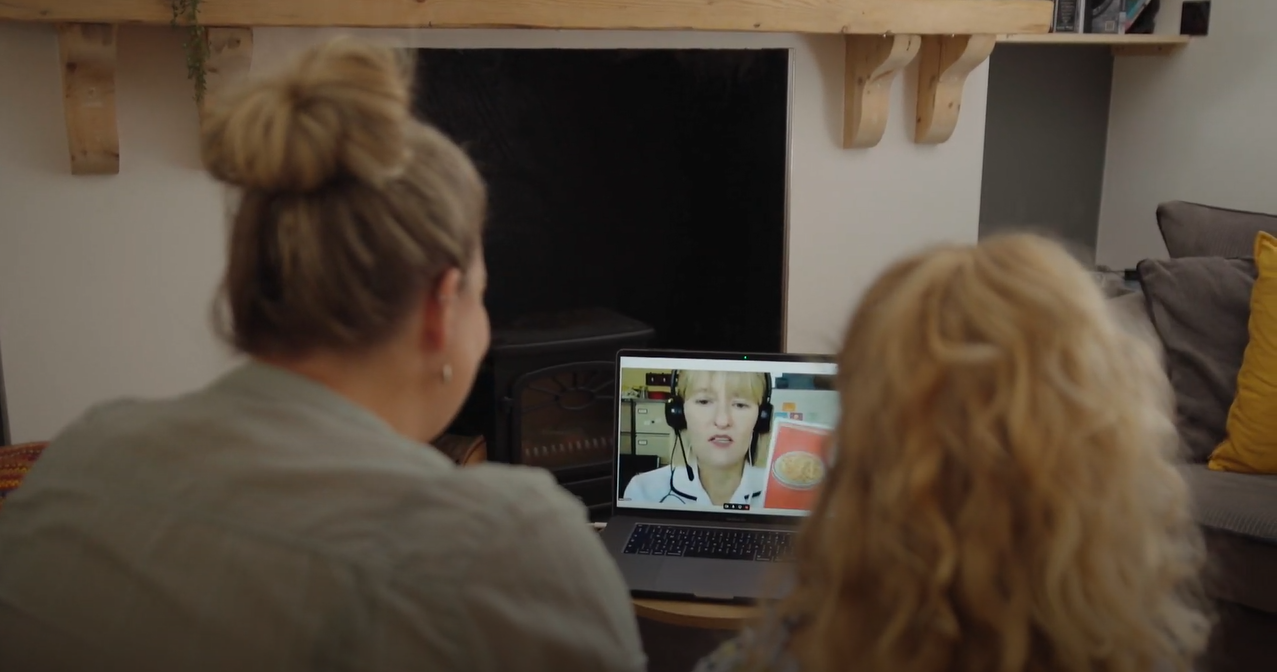 mother and daughter on video appointment