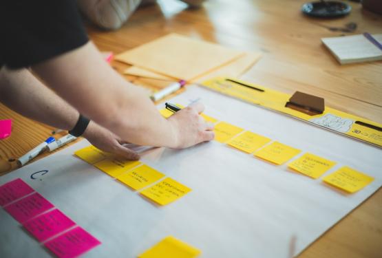 Post it notes on table