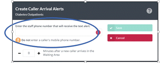 Caller arrival where to put in mobile number