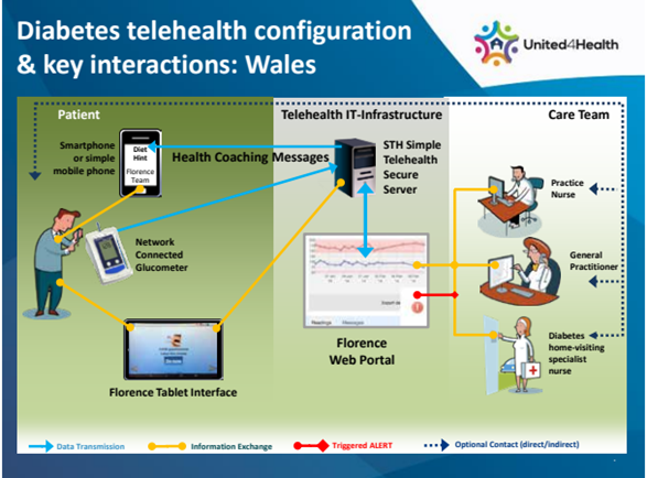 Diabetes telehealth configuration & key interactions: Wales