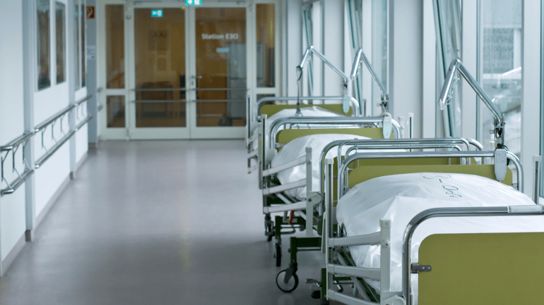hospital beds in corridor