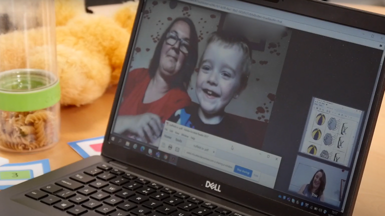 boy on video call with doctor