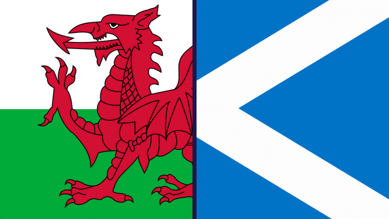 Scotland & Wales flags